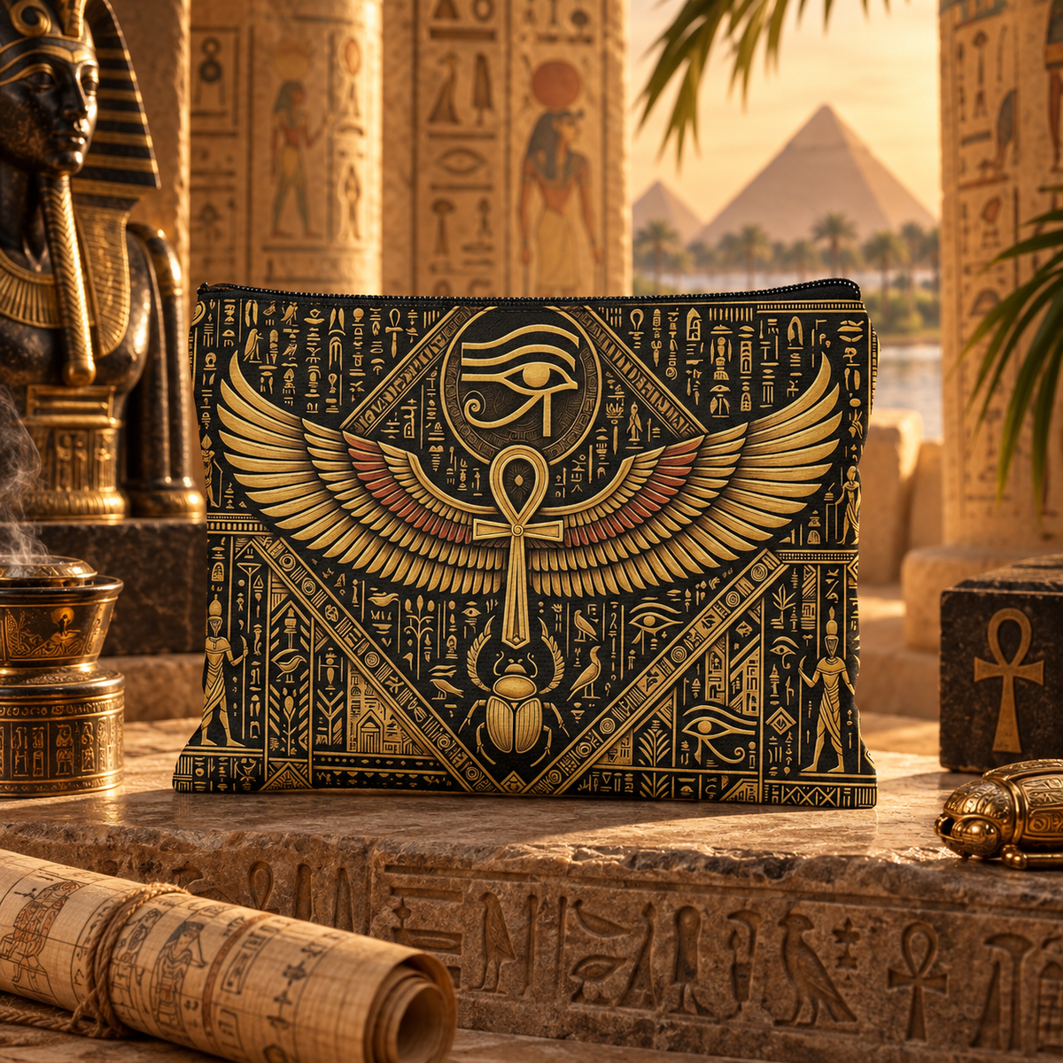 Ankh & Eye of Horus — Toiletry Bag